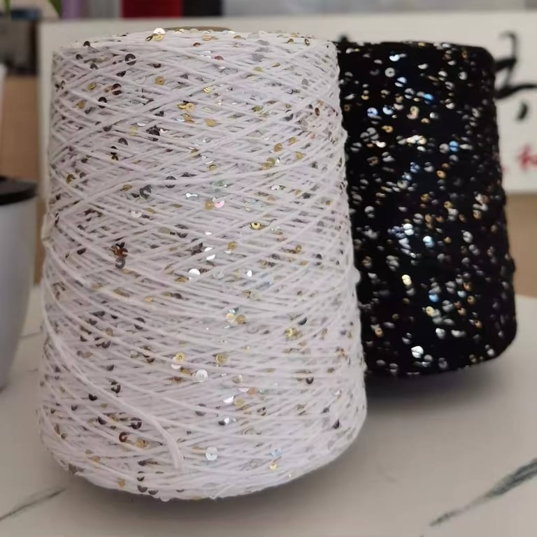 Wholesale sequin alpaca yarn with sequin blended yarn fancy polyester yarns
