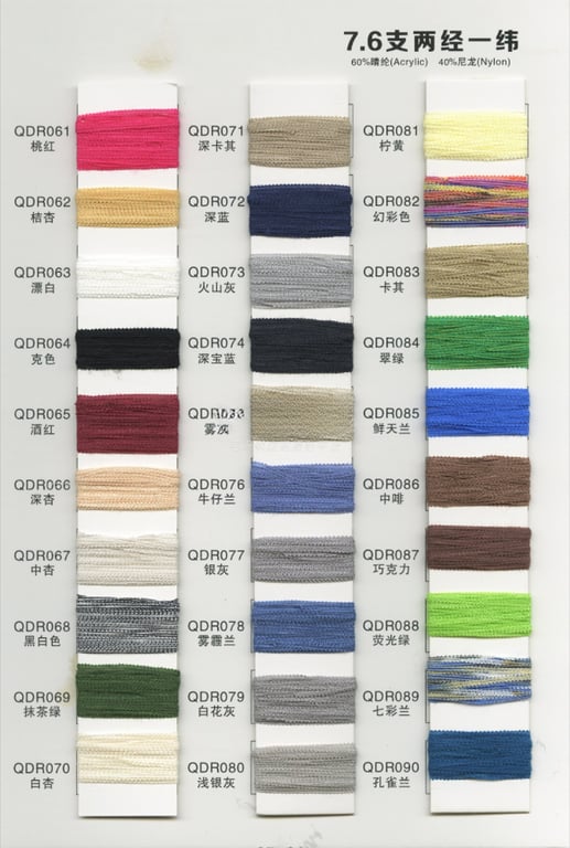 7.6 Needle two warp one weft yarn color card, nylon blended yarn hand-woven yarn color card, nylon blended yarn color card