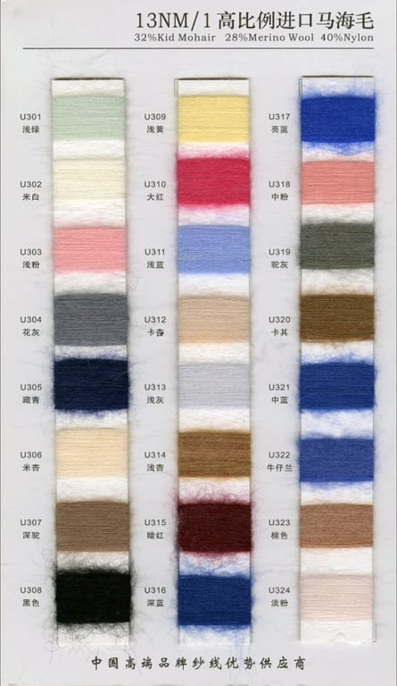 Angora Yarn Color Card Chart 3, Mohair Yarn Color Card 3