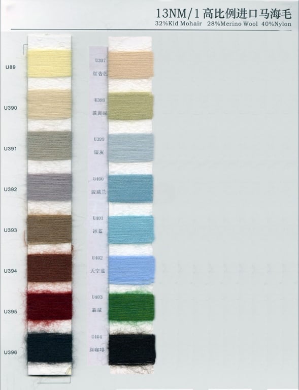 Angora yarn color card chart 4, mohair yarn color card 4